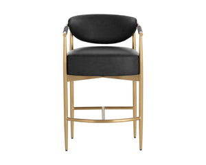 Sunpan Heloise Counter Stool - Elegant Faux Leather Design With Gold Stainless Steel For Modern Dining Spaces Black Faux Leather 111935