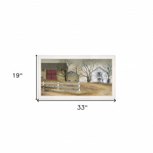 HomeRoots The Old Stone Barn Framed Print Wall Art - Rustic Farmhouse Décor for Charming Home Ambiance White 404433