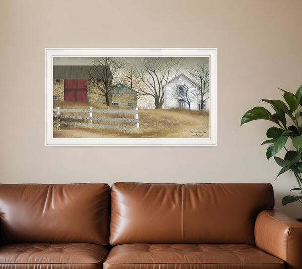 HomeRoots The Old Stone Barn Framed Print Wall Art - Rustic Farmhouse Décor for Charming Home Ambiance White 404433