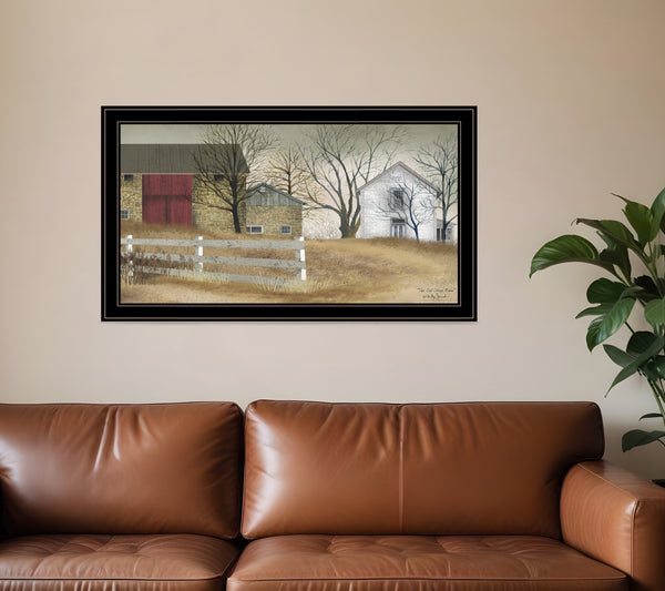 Homeroots The Old Stone Barn 4 Black Framed Print Wall Art  Wood Paper 404434