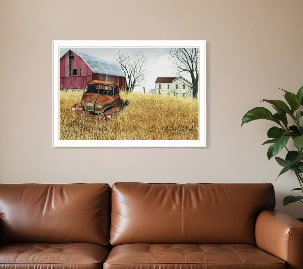 HomeRoots Granddads Vintage Farm Truck Framed Print Wall Art – Rustic Charm for Cozy Cottage Decor 404437