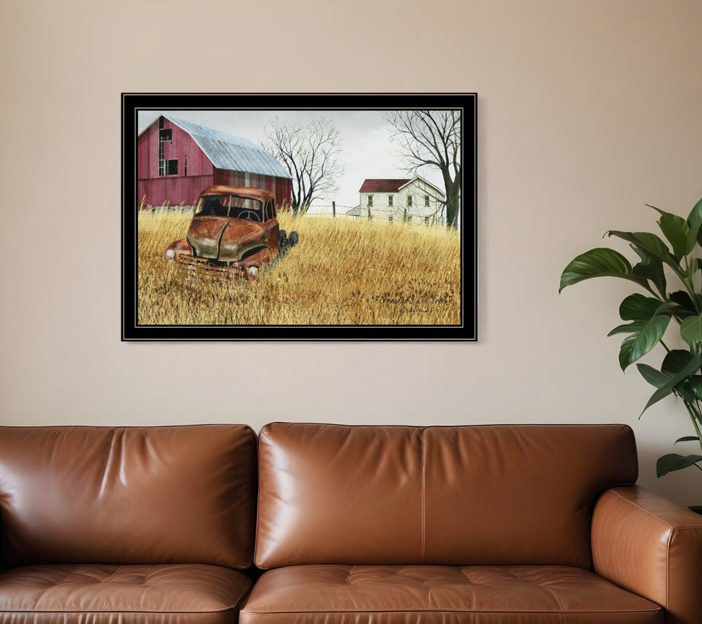 HomeRoots Granddads Old Truck Vintage Wall Art Print - Timeless Framed Decor for Home & Office Spaces Black and Gold 404438