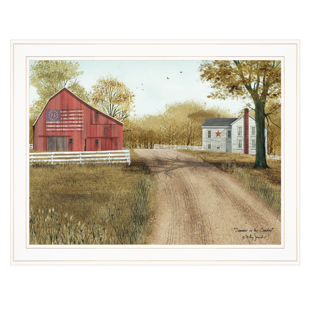 Homeroots Summer In The Country 3 White Framed Print Wall Art  Wood Paper 404446
