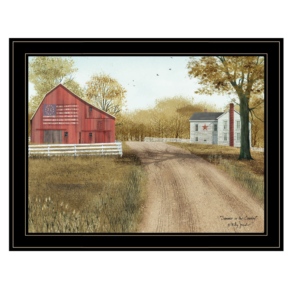 Homeroots Summer In The Country 4 Black Framed Print Wall Art  Wood Paper 404447