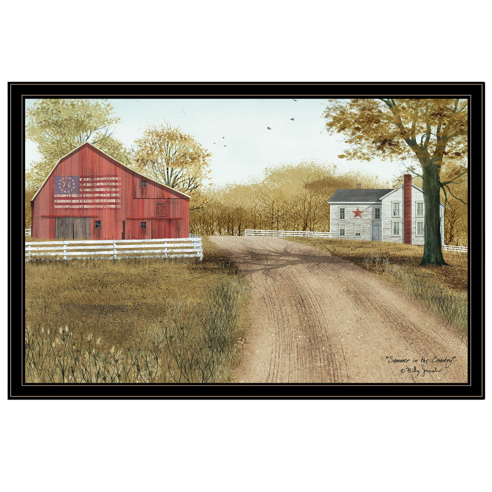 Homeroots Summer In The Country 6 Black Framed Print Wall Art  Wood Paper 404449