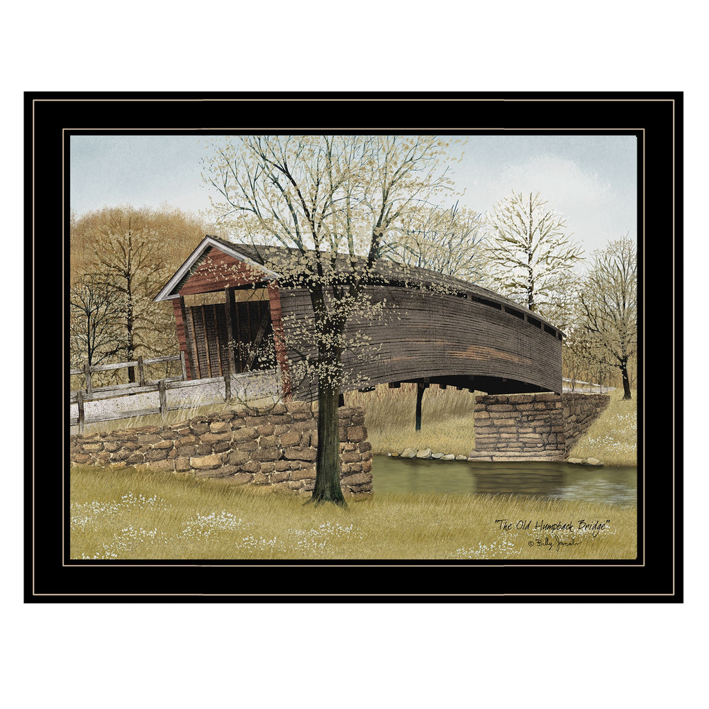 Homeroots The Old Humpback Bridge 4 Black Framed Print Wall Art  Wood Paper 404453