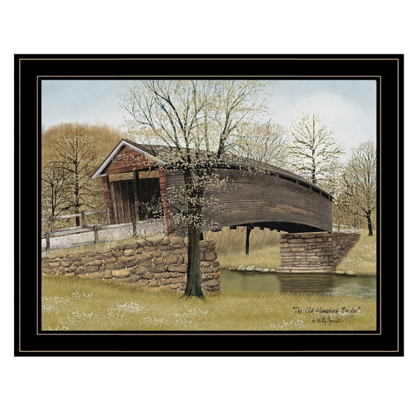 Homeroots The Old Humpback Bridge 4 Black Framed Print Wall Art  Wood Paper 404453