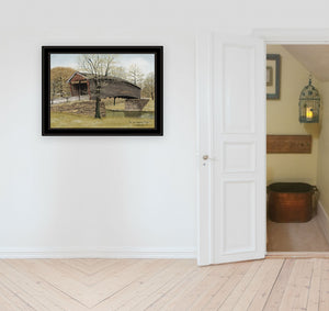 Homeroots The Old Humpback Bridge 4 Black Framed Print Wall Art  Wood Paper 404453