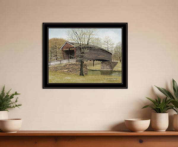 Homeroots The Old Humpback Bridge 4 Black Framed Print Wall Art  Wood Paper 404453