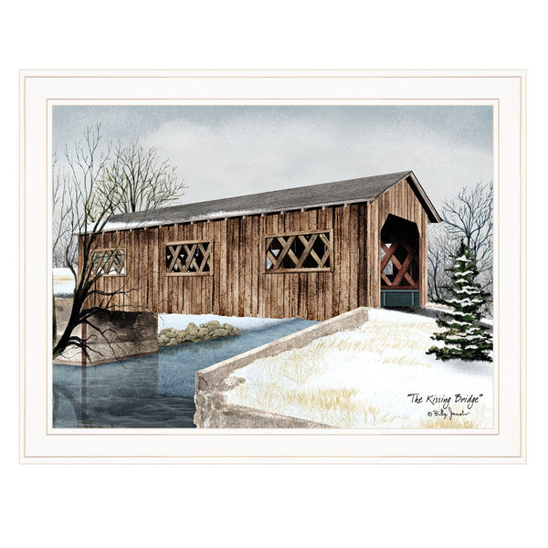Homeroots The Kissing Bridge 3 White Framed Print Wall Art  Wood Paper 404466
