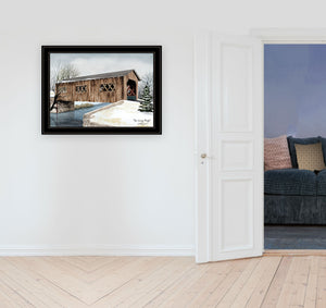 Homeroots The Kissing Bridge 4 Black Framed Print Wall Art  Wood Paper 404467