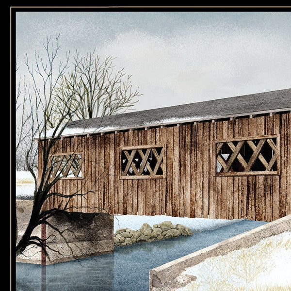 Homeroots The Kissing Bridge 4 Black Framed Print Wall Art  Wood Paper 404467