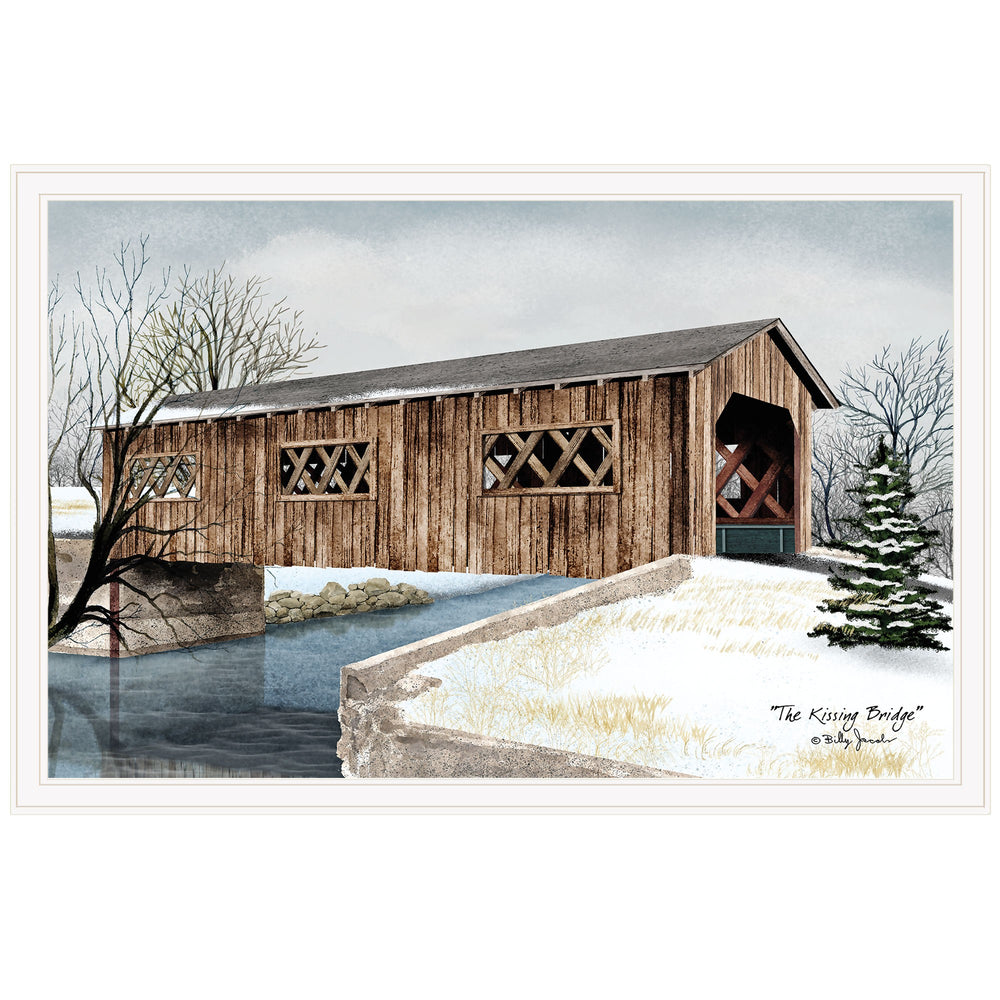 Homeroots The Kissing Bridge 5 White Framed Print Wall Art  Wood Paper 404468