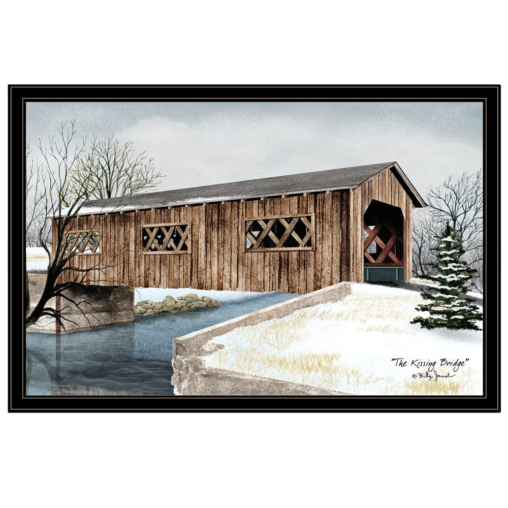 Homeroots The Kissing Bridge 6 Black Framed Print Wall Art  Wood Paper 404469