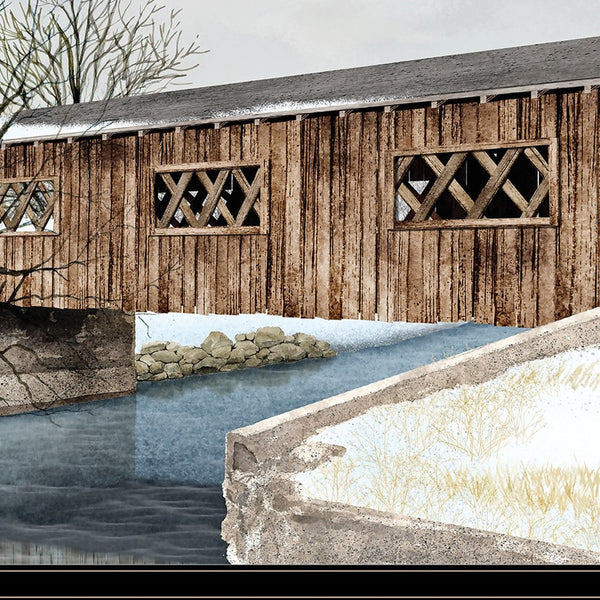 Homeroots The Kissing Bridge 6 Black Framed Print Wall Art  Wood Paper 404469