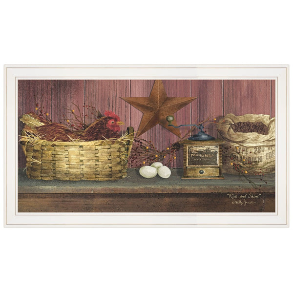 HomeRoots Rise and Shine Framed Wall Art Print - Modern 19x33 Poster for Living Room, Bedroom, Office Decor 404474