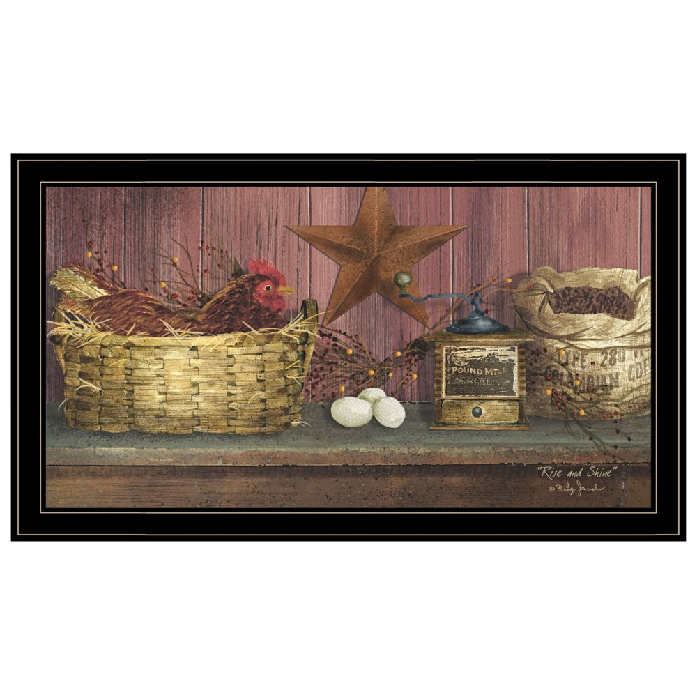 HomeRoots Rise and Shine Framed Print Wall Art – Modern Design to Brighten Any Room with Effortless Style Black and Gold 404475