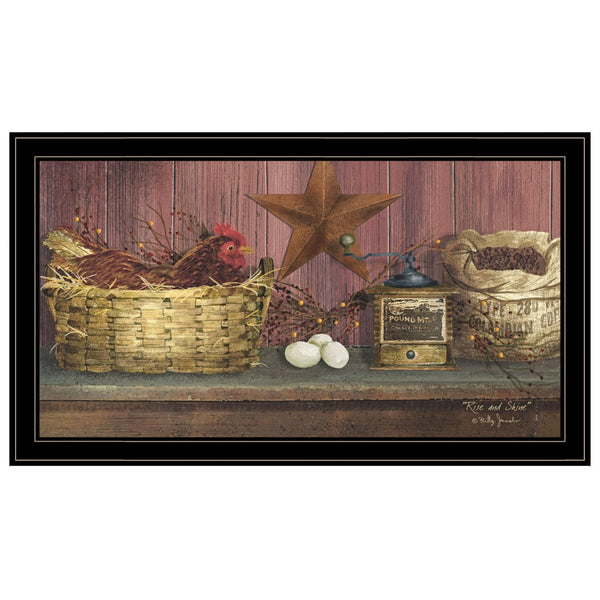 HomeRoots Rise and Shine Framed Print Wall Art – Modern Design to Brighten Any Room with Effortless Style Black and Gold 404475