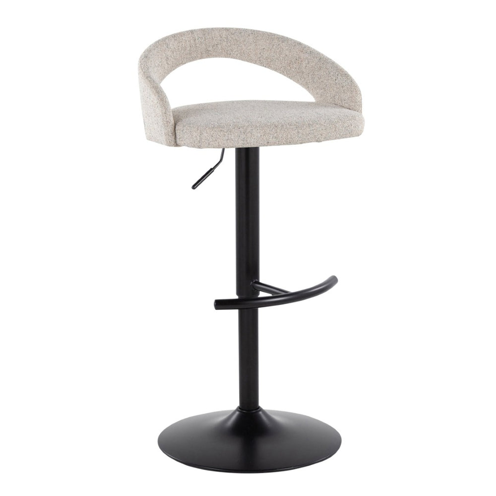 English Elm Adjustable Swivel Barstools Set of 2 Oat Fabric Seats with Black Metal Base B202S01975