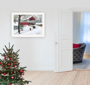 Homeroots Crisp Winter Evening 3 White Framed Print Wall Art  Wood Paper 404478