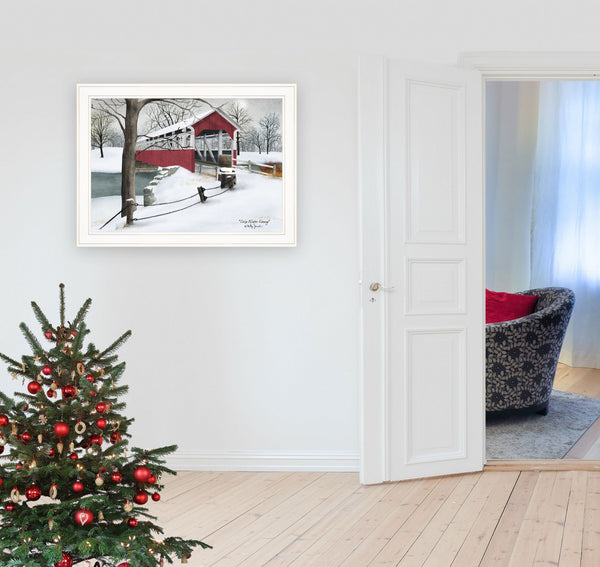 Homeroots Crisp Winter Evening 3 White Framed Print Wall Art  Wood Paper 404478