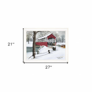 Homeroots Crisp Winter Evening 3 White Framed Print Wall Art  Wood Paper 404478