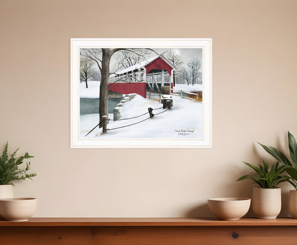Homeroots Crisp Winter Evening 3 White Framed Print Wall Art  Wood Paper 404478
