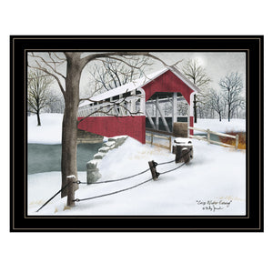 Homeroots Crisp Winter Evening 4 Black Framed Print Wall Art  Wood Paper 404479