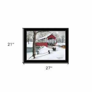 Homeroots Crisp Winter Evening 4 Black Framed Print Wall Art  Wood Paper 404479