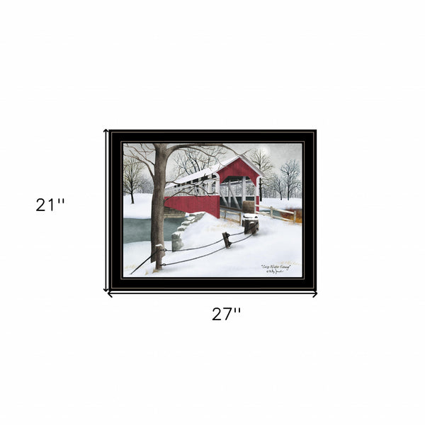 Homeroots Crisp Winter Evening 4 Black Framed Print Wall Art  Wood Paper 404479