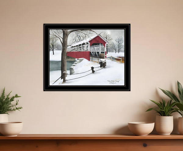 Homeroots Crisp Winter Evening 4 Black Framed Print Wall Art  Wood Paper 404479
