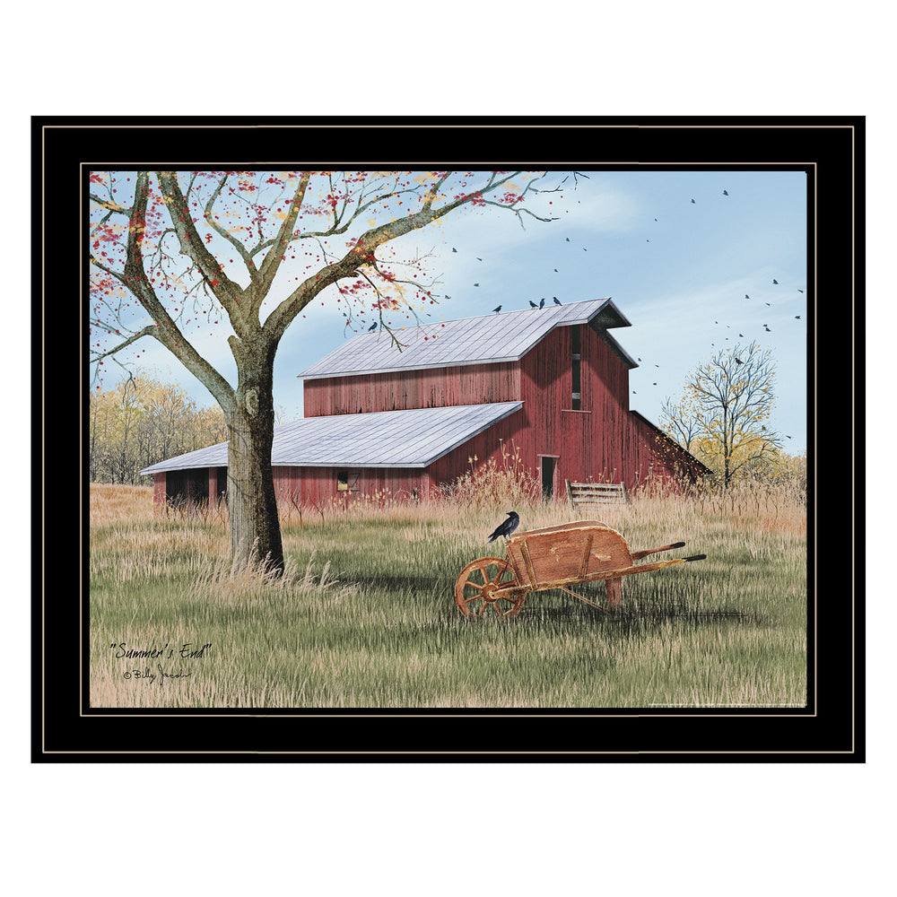 Homeroots Summers End 4 Black Framed Print Wall Art  Wood Paper 404487