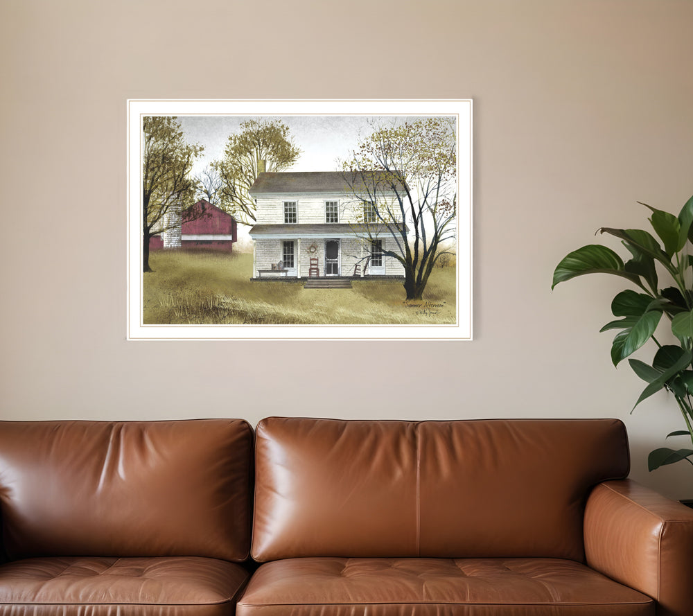 Homeroots Summer Afternoon 3 White Framed Print Wall Art White Wood Paper 404489