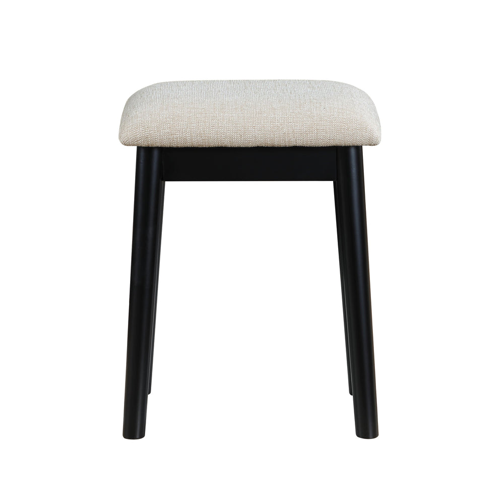 English Elm Beautiful LED Vanity Dresser with Touch Mirror and Padded Stool, Luxe Wood Finish, Brass Pulls, Storage Black 33.75 L x 21.75 W x 13.25 H B011P347325