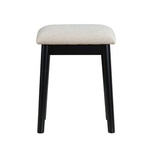 English Elm Beautiful LED Vanity Dresser with Touch Mirror and Padded Stool, Luxe Wood Finish, Brass Pulls, Storage Black 33.75 L x 21.75 W x 13.25 H B011P347325