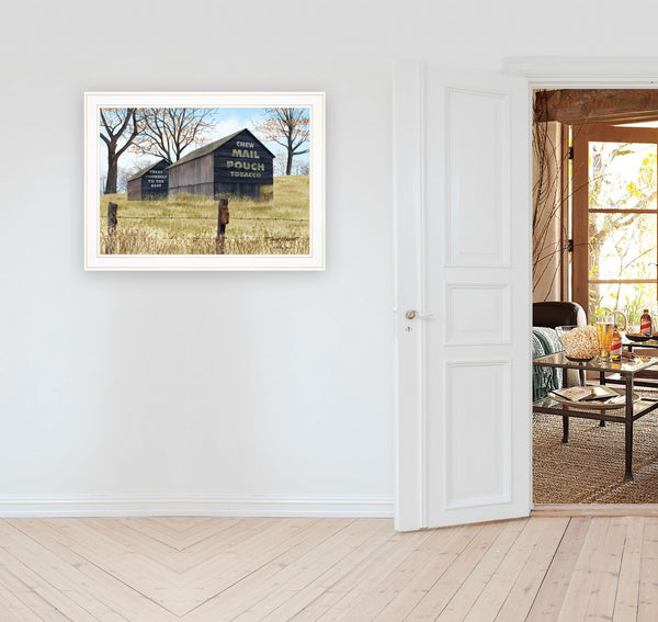 Homeroots Treat Yourself Mail Pouch Barn 3 White Framed Print Wall Art  Wood Paper 404502