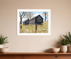 Homeroots Treat Yourself Mail Pouch Barn 3 White Framed Print Wall Art  Wood Paper 404502