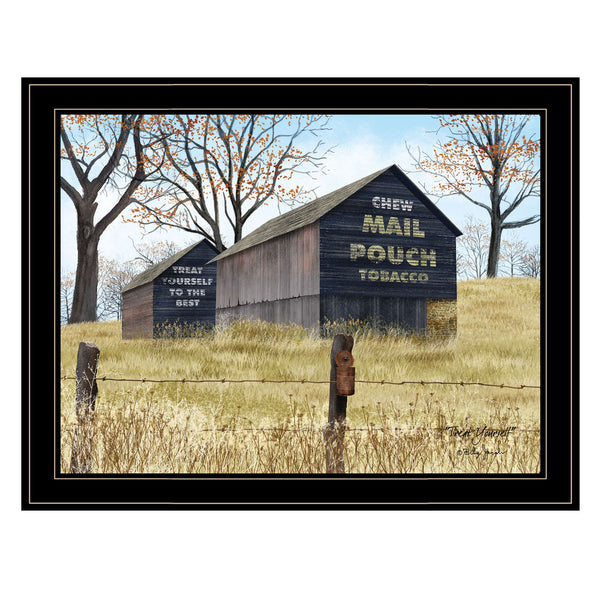 Homeroots Treat Yourself Mail Pouch Barn 4 Black Framed Print Wall Art  Wood Paper 404503