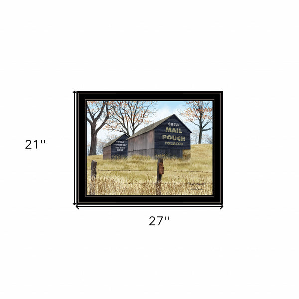 Homeroots Treat Yourself Mail Pouch Barn 4 Black Framed Print Wall Art  Wood Paper 404503