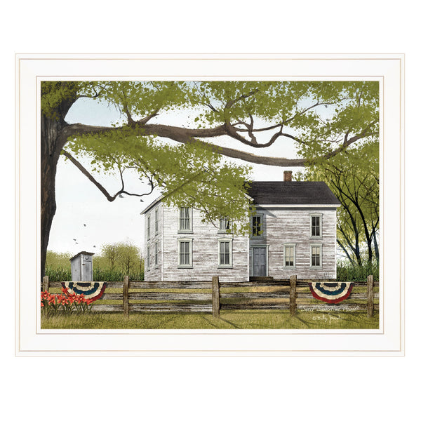 Homeroots Sweet Summertime House 3 White Framed Print Wall Art  Wood Paper 404512