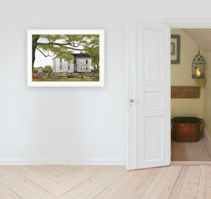 Homeroots Sweet Summertime House 3 White Framed Print Wall Art  Wood Paper 404512