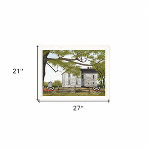 Homeroots Sweet Summertime House 3 White Framed Print Wall Art  Wood Paper 404512