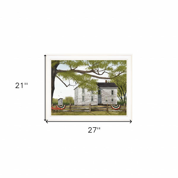 Homeroots Sweet Summertime House 3 White Framed Print Wall Art  Wood Paper 404512
