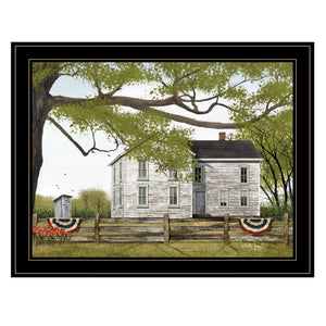 Homeroots Sweet Summertime House 4 Black Framed Print Wall Art  Wood Paper 404513