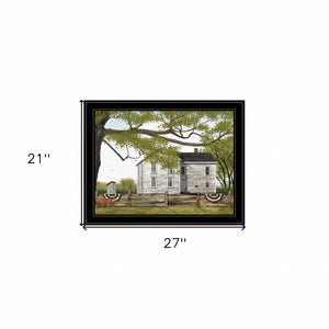 Homeroots Sweet Summertime House 4 Black Framed Print Wall Art  Wood Paper 404513