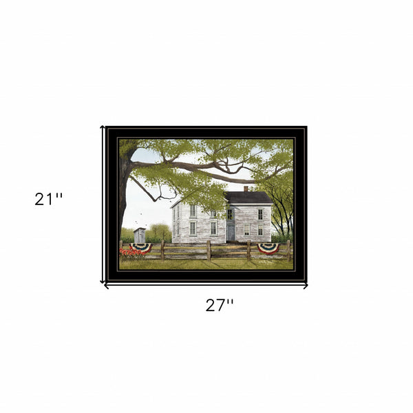 Homeroots Sweet Summertime House 4 Black Framed Print Wall Art  Wood Paper 404513