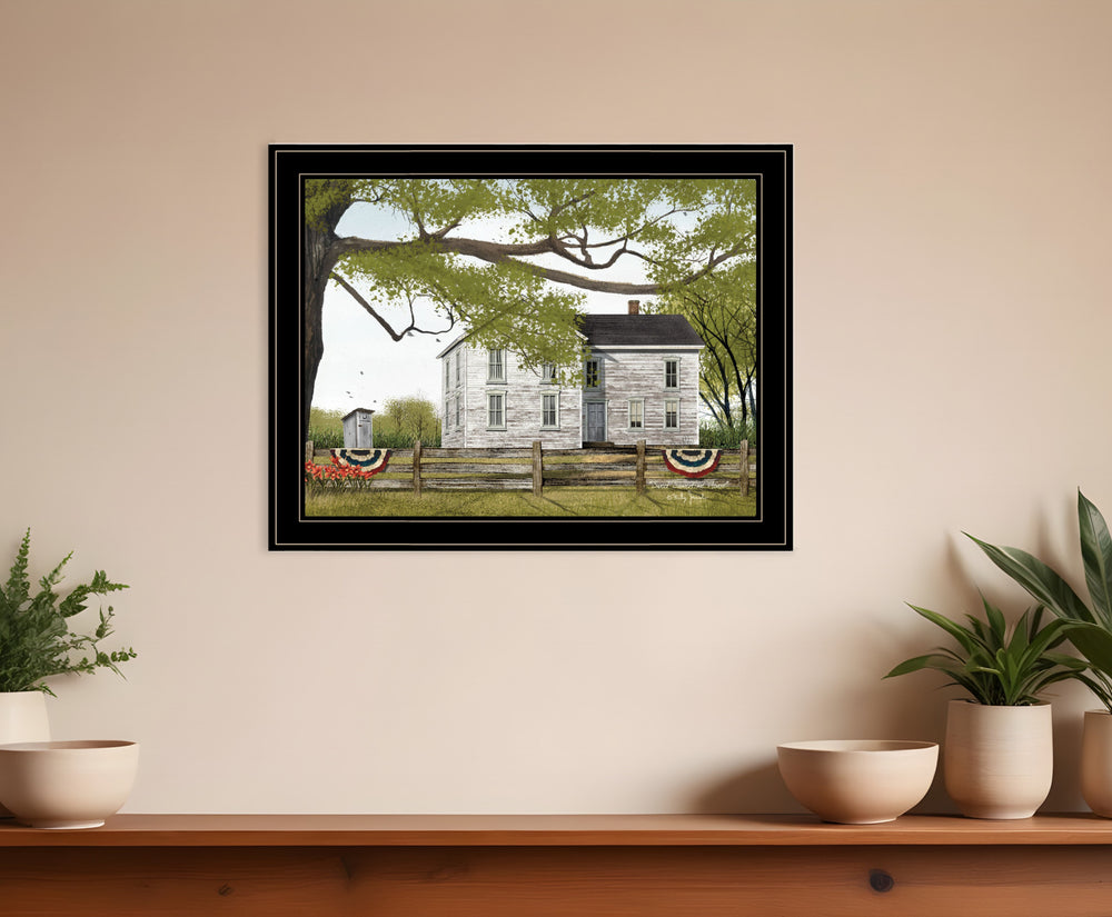 Homeroots Sweet Summertime House 4 Black Framed Print Wall Art  Wood Paper 404513