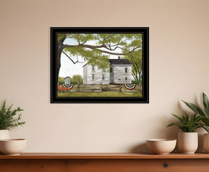 Homeroots Sweet Summertime House 4 Black Framed Print Wall Art  Wood Paper 404513