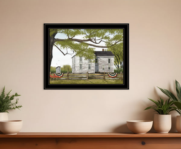 Homeroots Sweet Summertime House 4 Black Framed Print Wall Art  Wood Paper 404513