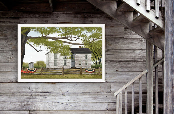 Homeroots Sweet Summertime House 5 White Framed Print Wall Art  Wood Paper 404514
